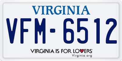 VA license plate VFM6512