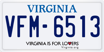 VA license plate VFM6513