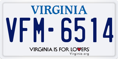 VA license plate VFM6514