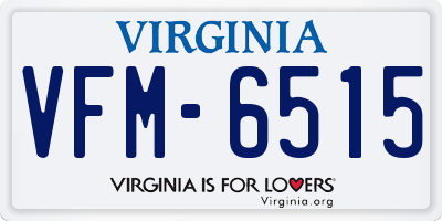 VA license plate VFM6515