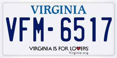 VA license plate VFM6517