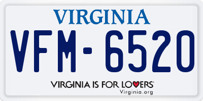 VA license plate VFM6520
