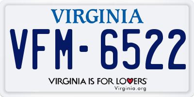 VA license plate VFM6522