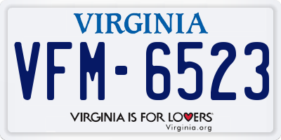 VA license plate VFM6523