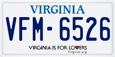 VA license plate VFM6526