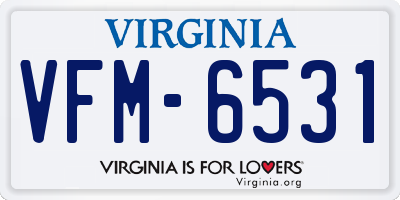 VA license plate VFM6531