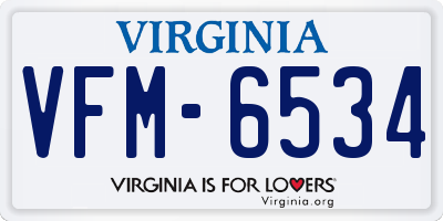 VA license plate VFM6534