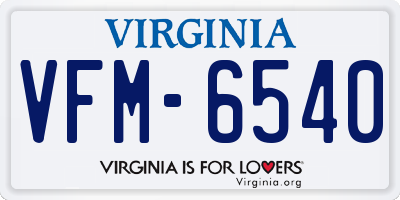 VA license plate VFM6540