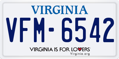 VA license plate VFM6542
