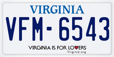 VA license plate VFM6543