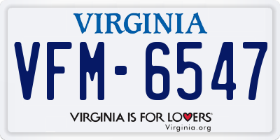 VA license plate VFM6547