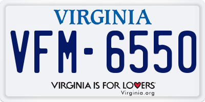VA license plate VFM6550