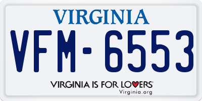 VA license plate VFM6553
