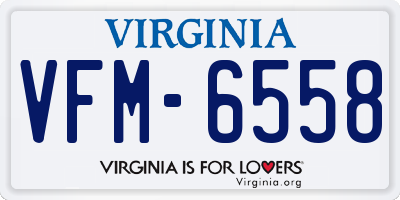 VA license plate VFM6558