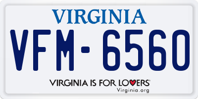 VA license plate VFM6560