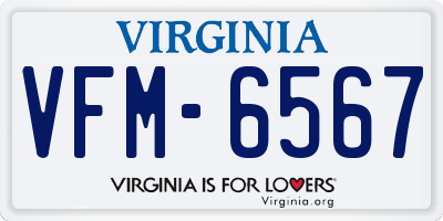 VA license plate VFM6567