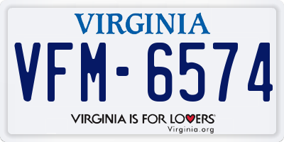 VA license plate VFM6574