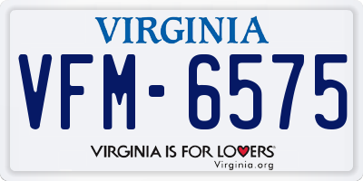 VA license plate VFM6575
