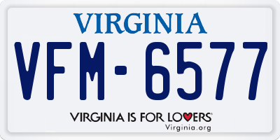 VA license plate VFM6577