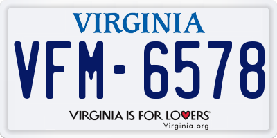 VA license plate VFM6578