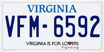 VA license plate VFM6592
