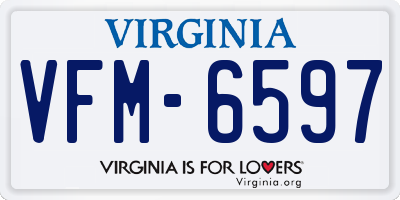 VA license plate VFM6597