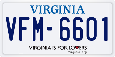 VA license plate VFM6601
