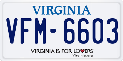 VA license plate VFM6603