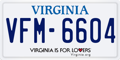 VA license plate VFM6604