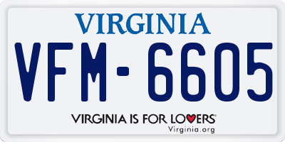 VA license plate VFM6605
