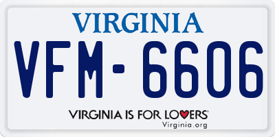 VA license plate VFM6606