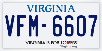 VA license plate VFM6607