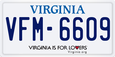 VA license plate VFM6609