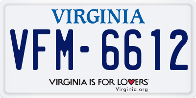 VA license plate VFM6612