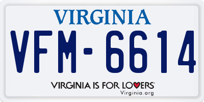 VA license plate VFM6614
