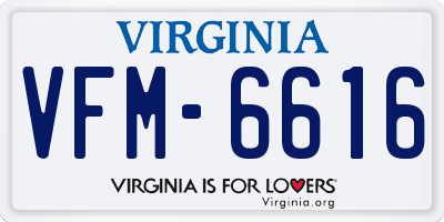VA license plate VFM6616