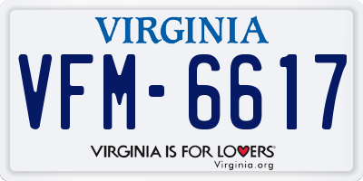 VA license plate VFM6617