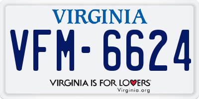 VA license plate VFM6624