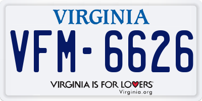 VA license plate VFM6626