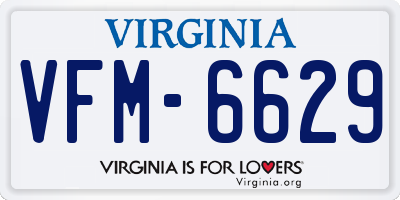 VA license plate VFM6629