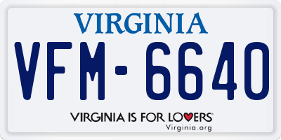 VA license plate VFM6640