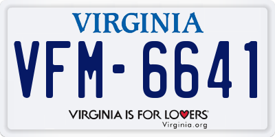 VA license plate VFM6641