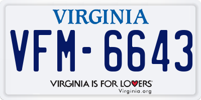 VA license plate VFM6643