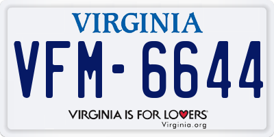 VA license plate VFM6644