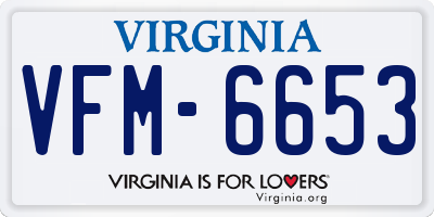 VA license plate VFM6653