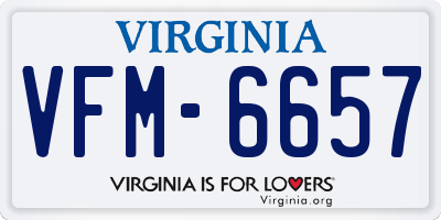 VA license plate VFM6657