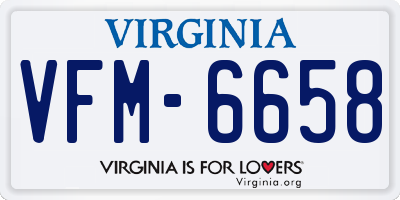 VA license plate VFM6658