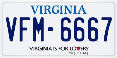 VA license plate VFM6667