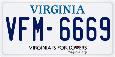 VA license plate VFM6669