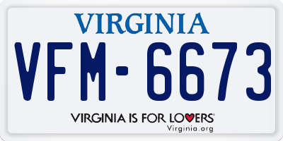 VA license plate VFM6673